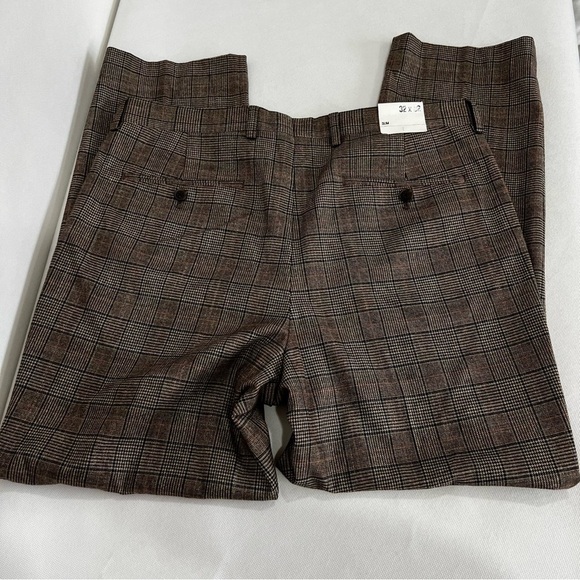 Express Brown Plaid Trousers Pants Size W32" X L28" Slim Zip Fly - Picture 3 of 9